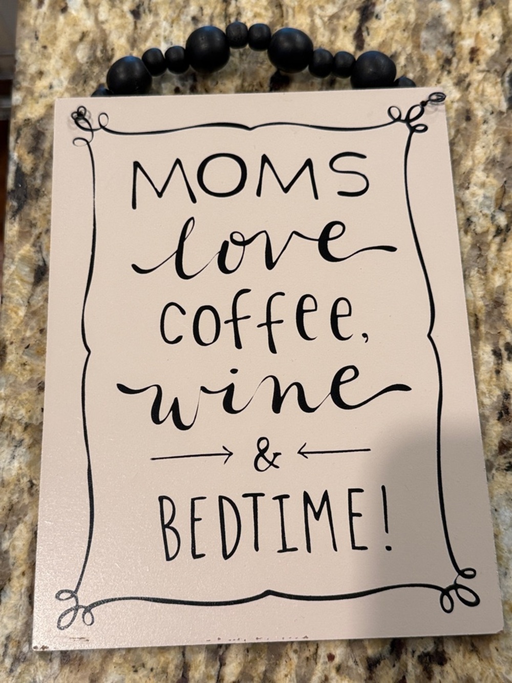 Mom's Love Coffee, Wine & Bedtime Wall Plaque - Beige